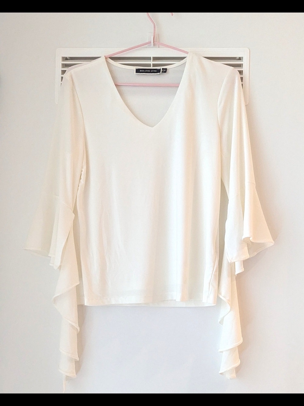 Ivory V-Neck Flutter Sleeve Blouse